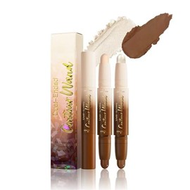 Juego de maquillaje en barra de contorno, 2 rotuladores de doble punta y barras de contorno para moldear la cara, bronceador crema e iluminador imperm