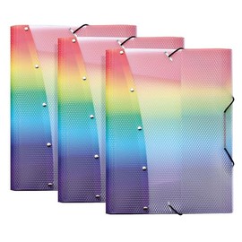 VELOFLEX Rainbow Diamond 4442404-3 Portfolio Folder, DIN A4, 3 Organiser Folders with Elastic Band, Durable, Polypropylene Juris Folder