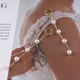 TseenYi Long Pearl Tassel Drop Earring Boho Long Pearl Dangle Earring Gold Pearl Long Tassel Earring Small Pearl Chain Huggie Earring Vintage Pearl Earring Jewellery for Women and Girls, Zinc