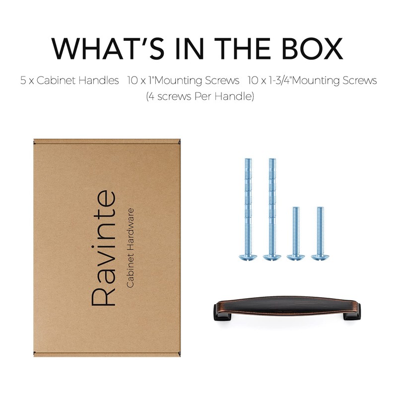 Ravinte 5 Pack Bronze Oil Rubbed Bronze Cabinet Pulls -