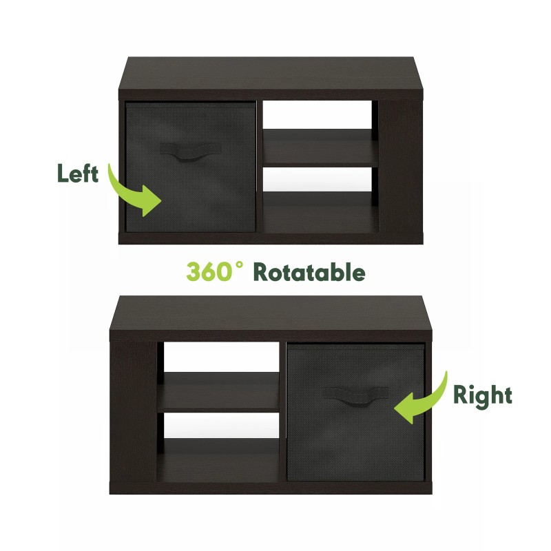 Furinno Viola Coffee Table with Storage Bin in Dark Oak