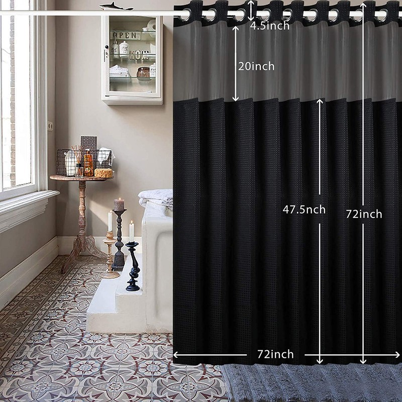 ROHSCE Hookless Shower Curtain Set with Snap-in Liner, 250GSM Waffle