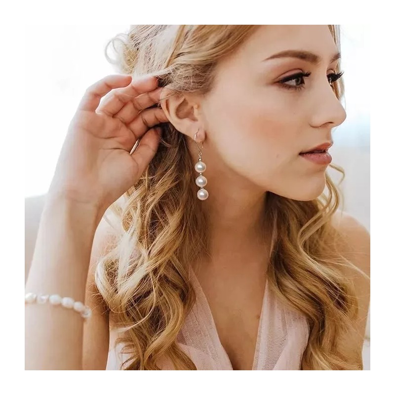 TENDER LIHOME Aretes Largos De Perlas Naturales Cultivadas Mujer Colgantes
