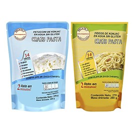 Crazy Pasta - Fideos y Fetuccini de Konjac (2 Piezas) | Keto | Sin Gluten | Vegano | Alto en Fibra