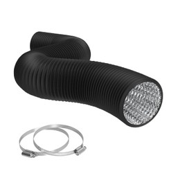 TerraBloom Flexible 8 Inch (210mm) Ducting - Black 25 Feet Durable Aluminum Duct with 2 Clamps – 4 Layer HVAC Ventilation Air Hose - Great for Grow Tents, Dryer Rooms, House Vent Register Lines