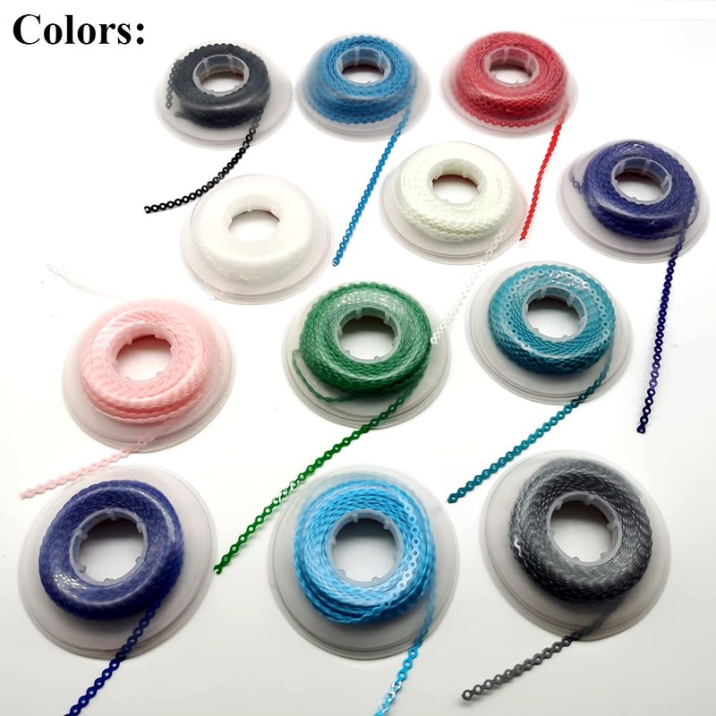 SNAWOP Dental Orthodontic Power Chain Multicolor Spool Elastic Rubber Bands