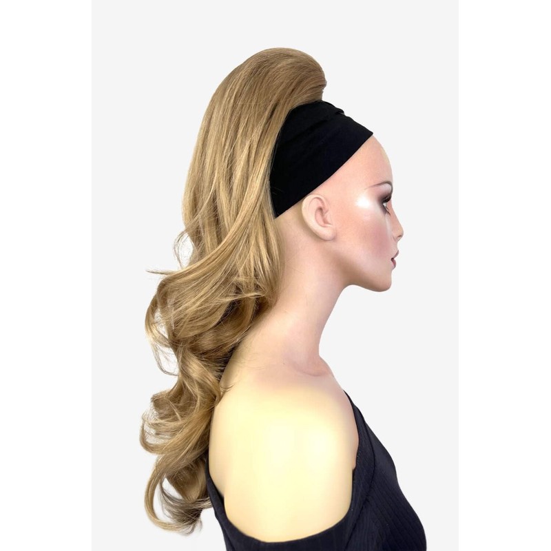 Wavy, long ponytail hairpiece extension: Casey black #1b