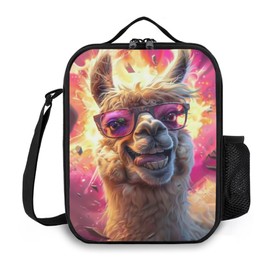 Ximjoju Insulated Lunch Bag, Reusable Portable Lunch Box With Shoulder Strap, Llama Lunch Bag, Funny Cute Alpaca Bento Lunchbox Cooler Thermal Meal Tote Kit