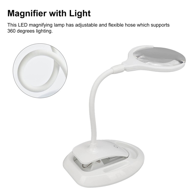 Magnifying Lamp 6 LED 2 Gears Optical Lens Adjustable Foldable