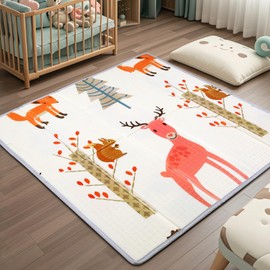 Dovesail Foldable Baby Play Mat, 47" x 47" Baby Playmat for Playpen, 0.4 inch Thick Waterproof Reversible Foam Play Mat for Infant Crawling Baby for 50x50 Playpen