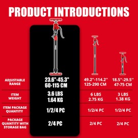 XINQIAO Cabinet Jacks for Installing Cabinets, Heavy Duty Third Hand Tools Adjustable Support Pole from 23.6 IN to 45.3 IN, 4 PCS