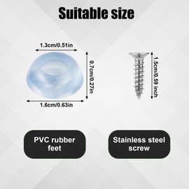 30pcs Cutting Board Non Slip Feet, 0.63x0.59in Rubber Foot Bumpers with Stainless Steel Screws Round Small Anti-Slip Legs Pad for Chopping Board Furniture Electronics Kitchen Appliances (Clear)