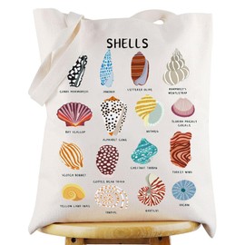 WZMPA Shells Lover Tote Bag Seashell Collectors Gift Beach Vacation Reusable Grocery Bag Seashell Species Merchandise (Shells TG)