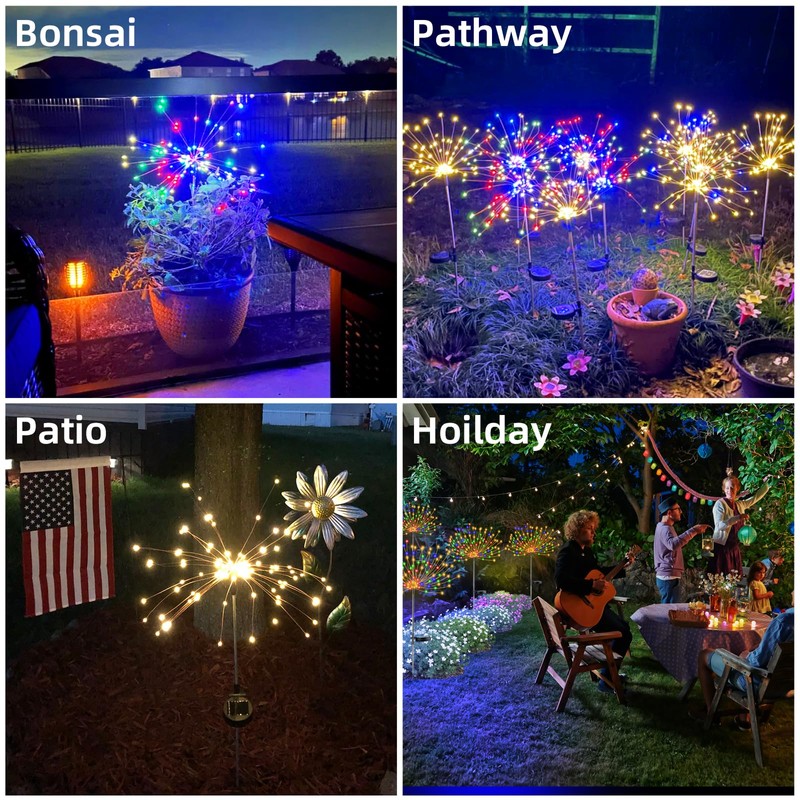 YOTOZU 4 PCS Solar Firework Light, Outdoor Solar Garden Decorative