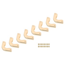 sourcing map 8 Pcs Purse Corner, Corner Protector Decorative Buckle Handbags Leather Clip Edges Handbag Hollow Corner for DIY Sewing Craft, Brass