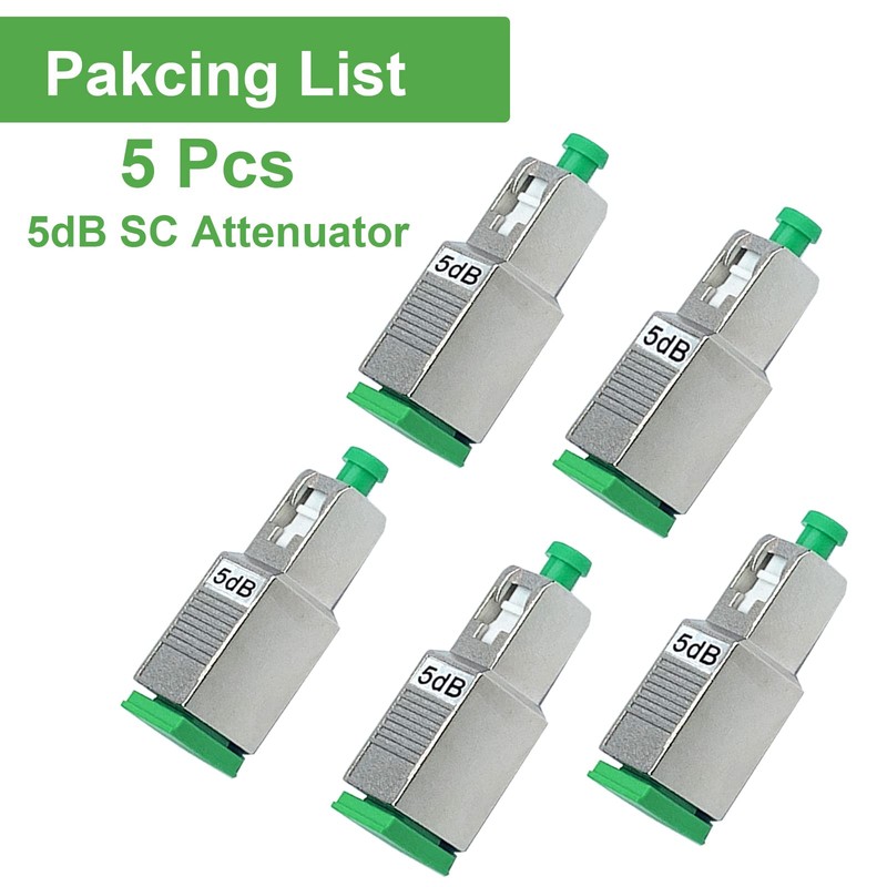 5Pcs 5dB SC-APC Fiber Optic attenuator, Fiber Signal Attenuation Converter,
