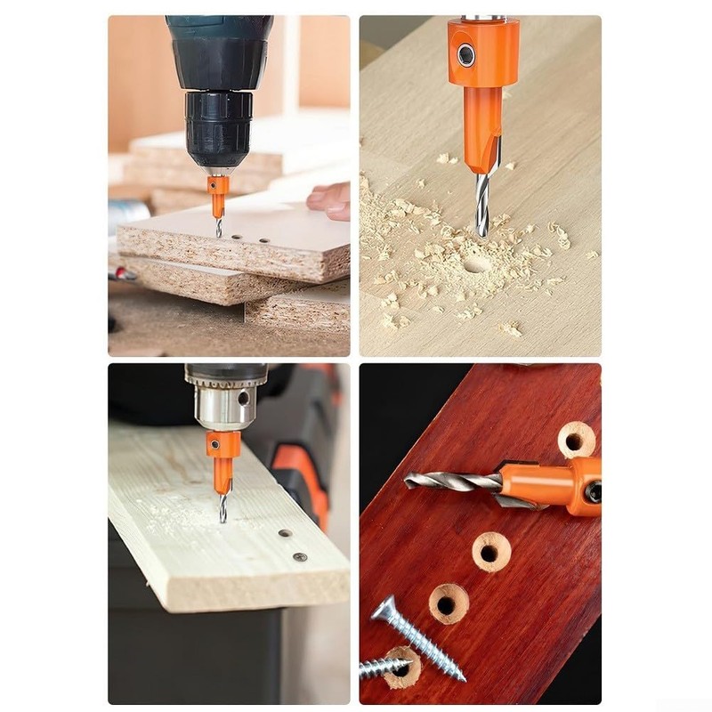 5 Pcs Countersink Drill Bit Set, Adjustable Drill Bit Quick