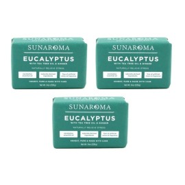 BL Sunaroma Soap Bar Eucalyptus With Tea Tree + Ginger 8oz X 3 Counts