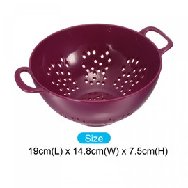 sourcing map Mini Food Colander with Double Handles, Rice Washing Strainer Plastic Fruit Pasta Drainer, Kitchen Food Mesh Colander for Vegetable Fruit-Purple