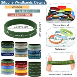 Roowest 200 Pcs Religious Silicone Wristbands Bulk Bible Verse Bracelet Christian Rubber Wristbands Scripture Inspirational Gifts for Men Women Teens Thanksgiving Christmas Party Favor(Joyous Color)