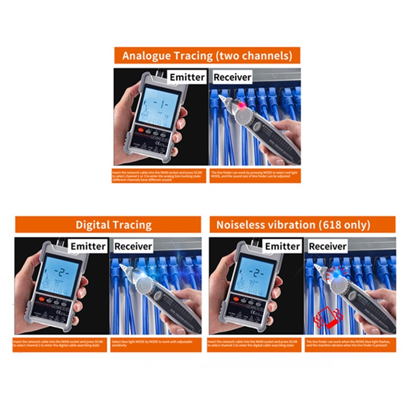 ET618 Handheld Portable Network Cable Tester with LCD Display Analogs