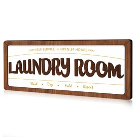 Laundry Room Sign Decor, Wooden Laundry Room Sign Decoration Plaque Framed Laundry Washing Signs Wall Art Decor, Laundry Room Decor and Accessories Sign for Home Farmhouse Bath Laundry Room