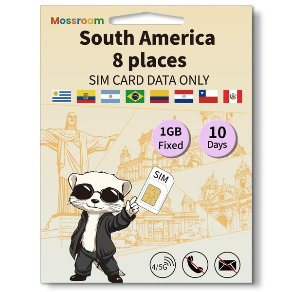 SIM Card for 8 Countries in South America– Prepaid Data