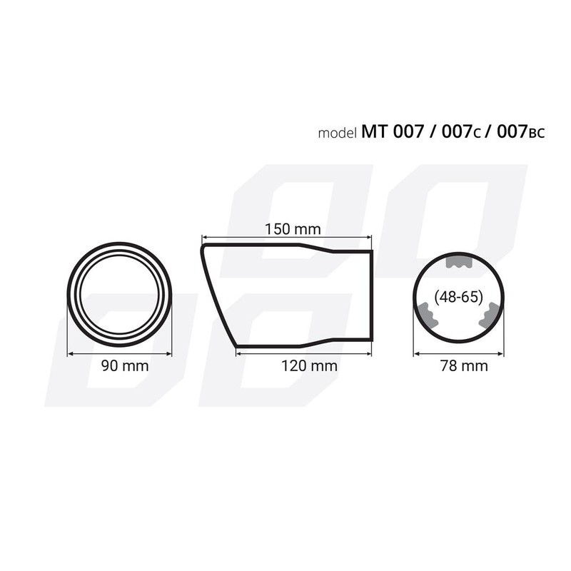 MT007BLC Exhaust Trim Tailpipe Stainless Steel Round 90 mm Blue