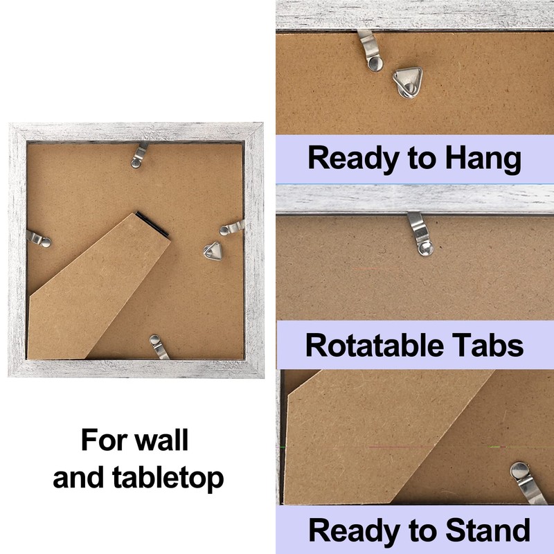 TOFOREVO 6x6 Picture Frames Set of 6 Distressed White Wood