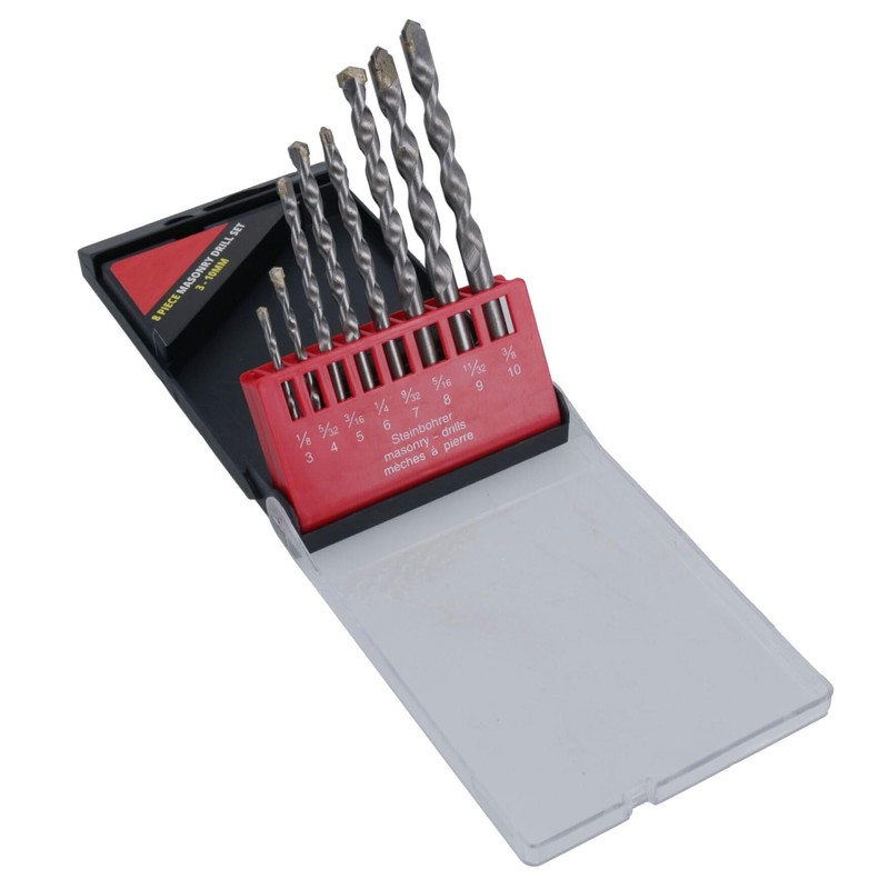 Masonry Twist Drill Bit Set 8pc Metric & Imperial Size