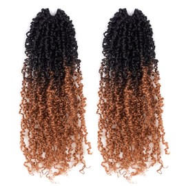 Toyotress Yanky Twist Crochet Hair - 10 Inch 2 Packs (30 Strands/Pcs) Fluffy Spring Mini Twist Short Bob Passion Twist, Ombre Brown Pre-Looped Crochet Braids Braiding Hair (10 Inch, OT30-2P)