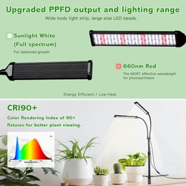 Grow Lights for Indoor Plants, Full Spectrum LED Plant Light Features a Telescoping Rod and a Collapsible Standing Base, Gooseneck, Dimmable, Auto Timer, for Succulents, Houseplants, Seedlings