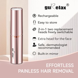 Facial Hair Remover for Women(Gen 3 Pro), Eyebrow Facial Trimmer, Luxury 2 in1 Hair Removal Device for Face, Lip, Nose, with Replacement Heads
