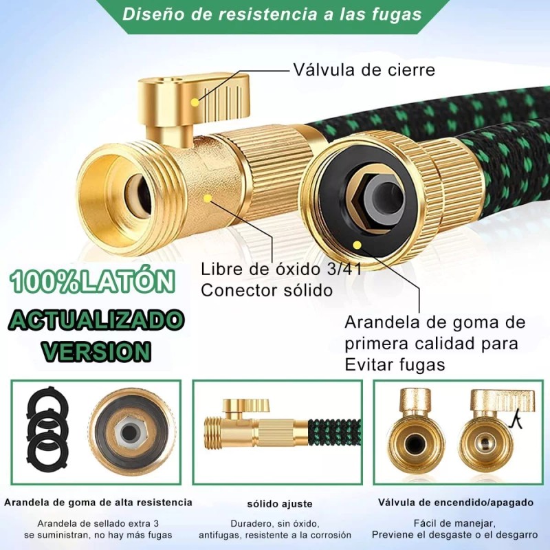 ZHX Manguera De Jardín Expandible 30m Con Pistola 10 Modos