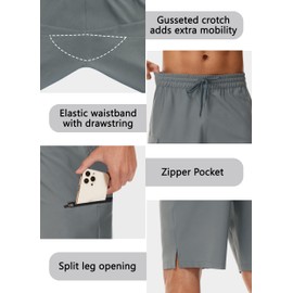 MIVEI Men's 9" Swim Trunks No Liner - Quick Dry Long Board Shorts Bathing Suit Surf Beach Shorts with Zipper Pockets UPF50+, Grey, X-Large