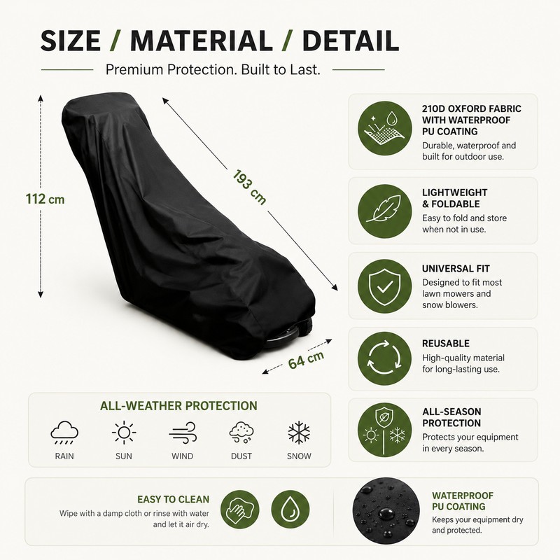 Lawn Mower Cover for Outdoor Storage – 210D Oxford Weather-Resistant