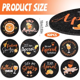 Joycabin 15 Stück Aperol Untersetzer Filz und Glasstrohhalme Aperol Spritz Geschenk, Wiederverwendbar Glas Strohhalm Rund Untersetzer Aperol Deko für Aperol Liebhaber, Sommer Tischdeko (Schwarz)