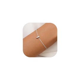 Silvora Classic Sterling silver initial bracelet Letter Bracelet for Women Girls Jewelry Gifts