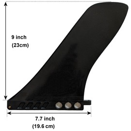 9" Center Fin (Hard) Hard Fin for Longboard SUP airSUP Raceboard Surfboard Paddle Board (Black (1 Piece, No Screws))