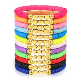 LUYI 12 Pcs Preppy Jewelry Bracelets Set Friendship Beaded Bracelets for Women