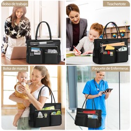 NUBILY Bolsas de Mujer para Laptop 15.6 Pulgadas Bolsa de Ordenador Portátil para Mujeres Impermeable Tote Bag Mujer Nylon Bolsa de Ordenador Maletín con Bandolera Ajustable