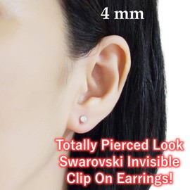 Austrian Crystal Screw Back Invisible Clip On Stud Earrings Comfortable Clear 4 mm Rhinestone Women Fashion Miyabi Grace