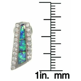 Jewelry Trends Sterling Silver Created Opal and Cubic Zirconia Pave Earrings