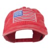 American Flag Embroidered Washed Cap - Red OSFM