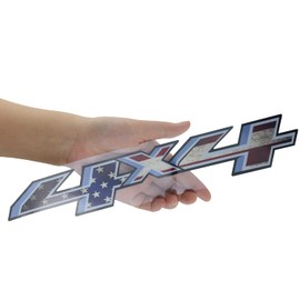 2Pc 4x4 Decals Stickers Emblem Replacement for Silverado Truck Bed Side 2007-2013 (US Flag)