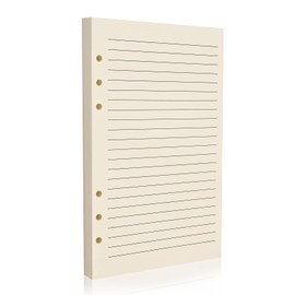 Imslery A5 6-Hole Lined Refill Paper – 80 Sheets, 100GSM, Beige Notebook Refill – Fits A5 6-Ring Binders for Office, School & Home Use