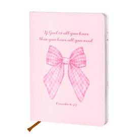 Pink Bow Bible Journal Notebook, Christian Gifts for Women 200 Pages, 5.6 x 8.5 inches College Ruled Thick Paper Notebook Journals, A5 Hardcover Leather Notebooks for Women Men Office Writing Work-3