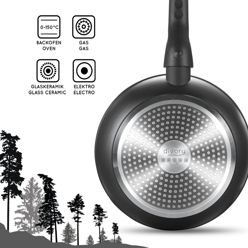 DIVORY Bratpfanne 16cm kein Induktion – Antihaft Beschichtete kleine Universalpfanne