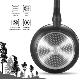 DIVORY Bratpfanne 16cm kein Induktion – Antihaft Beschichtete kleine Universalpfanne für alle Herdarten - Sichere Griffe (Helles Holz, 16cm)