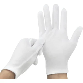 5 Pairs Cotton Gloves Large Size Work Gloves Coin Gloves Jewelry Inspection Gloves for Women Men… (White)